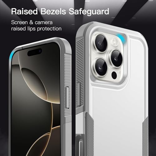 KARWAN Shockproof Back Case Cover Compatible with iPhone 16 Pro, Heavy Duty Case with 360 Degree Camera Protection, Dual Layer Rugged Bumper Protection Cover with Matte Finish (White) - Image 4