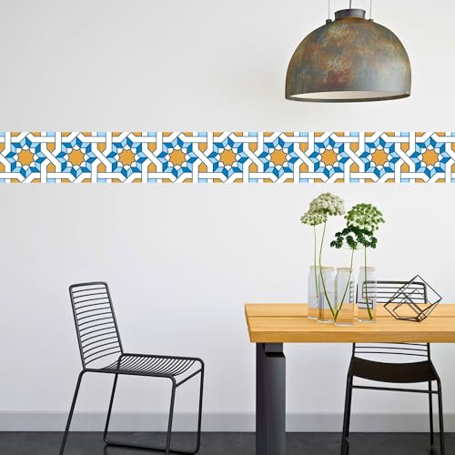 Brandian Strip Tile Sticker Durable Waterproof Mosaic Border for Kitchen and Wall Decor, Italian Design, Easy Application (09 Strips, 48 x 10 cm Each - Final Size 432 x 10 cm) - Image 5