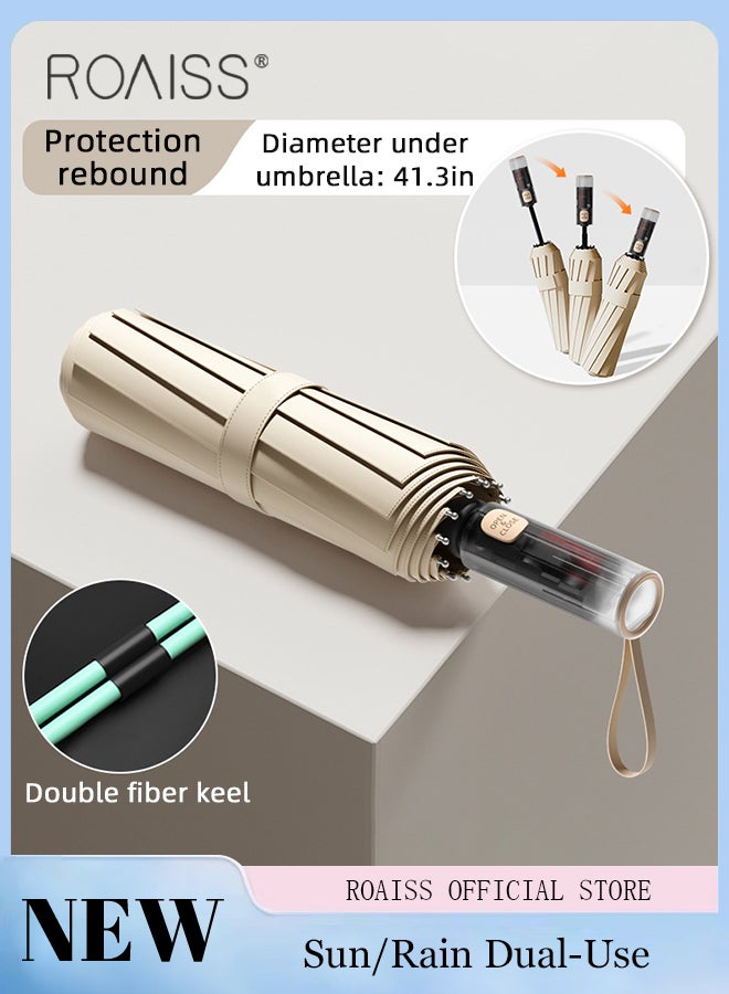 roaiss Upgraded Fully Automatic Umbrella for Men and Women 24 Rib Dual Purpose Umbrella 41.3 Inch Enlarge Umbrella Cover UV Protection Umbrella Effectively Blocks Sunlight UPF50+ - Image 1