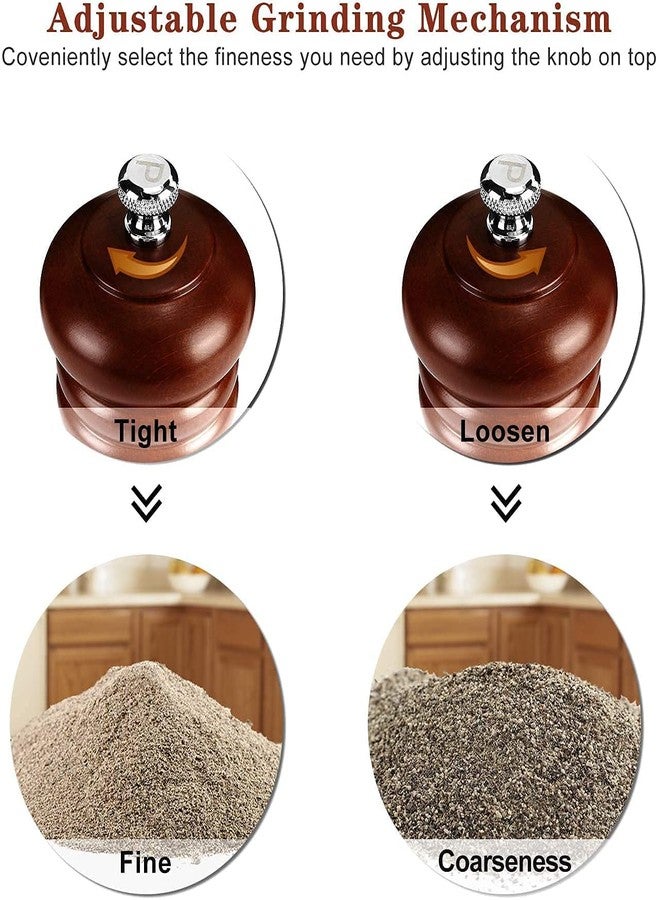 BSBDA Long Oak Solid Wooden Salt and Pepper Mill Grinder with Adjustable Coarseness Setting for Home Kitchen Party Gift (8 Ech) - Image 3