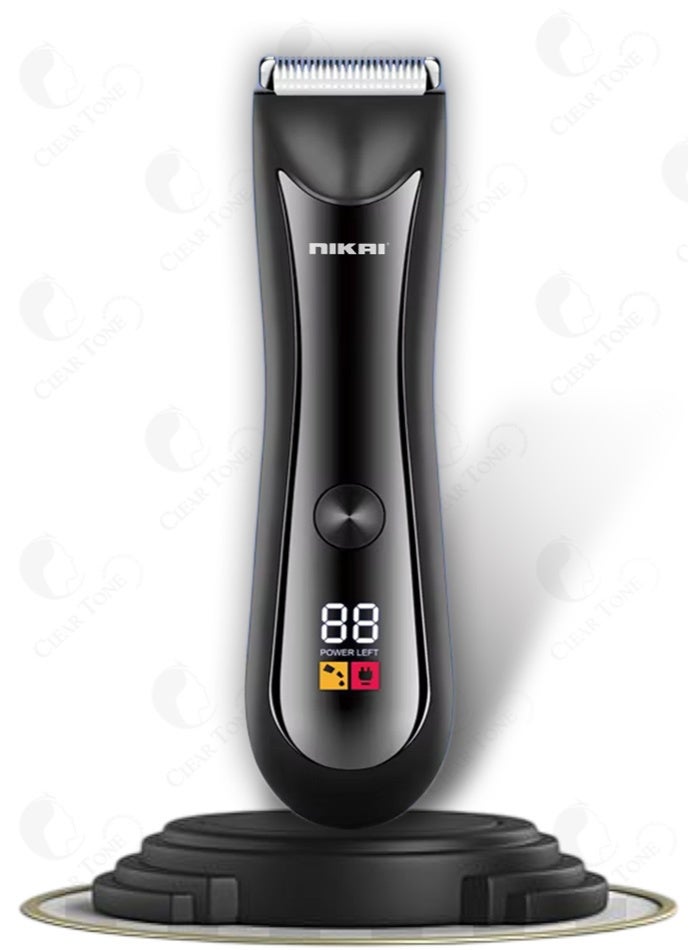 نيكاي أفضل أداة للعناية بشعر الجسم بالكامل للرجال – ماكينة حلاقة كهربائية IPX6 للرطب/الجاف مزودة بضوء ليد | شاشة LCD ذكية | مدة تشغيل حوالي ۱۰۰ دقيقة | طول قابل للتعديل وشحن سريع من النوع C - Image 1
