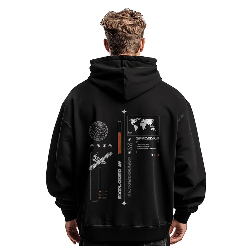 NOBERO Black Cotton Blend Hooded Sweatshirt for Men