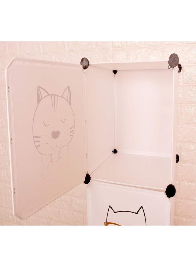 TOYPENTER Collapsible Kids Clothing Wardrobe | Cute Prince & Castle Print/Portable Waterproof Multipurpose Storage Rack/Adjustable Almirah for Babies/Girls/Boys (White Cat, 4 Cube) - Print May Vary - Image 2