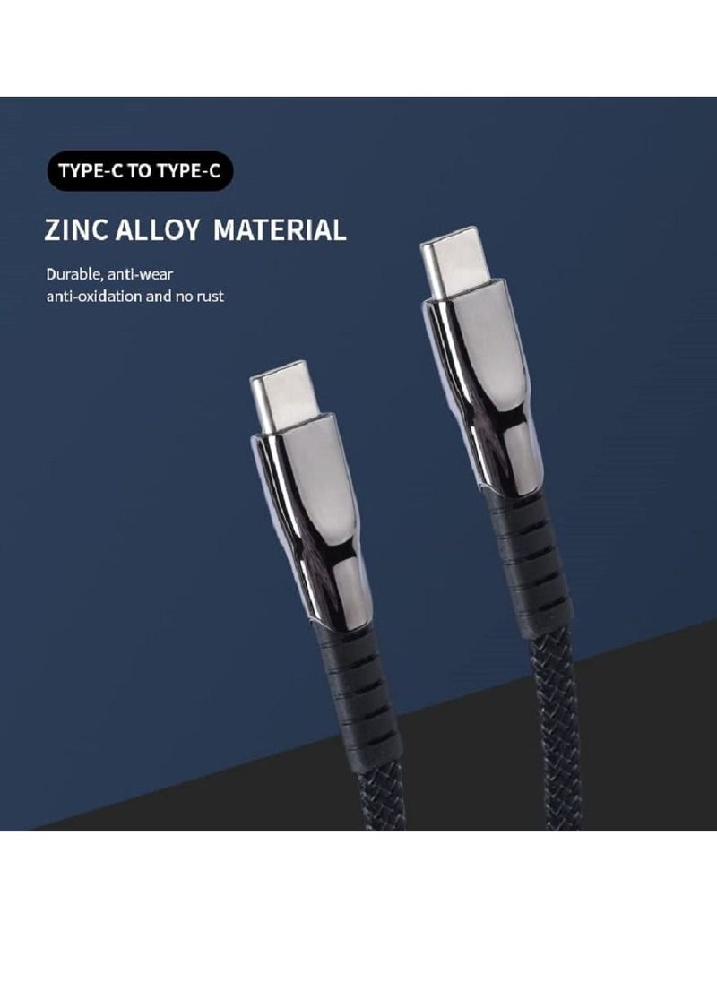 CALK - Type-C to Type-C Fast Charging Data Transmission Cable for iPad Mini MacBook Pro MacBook Air iPad Pro Samsung S23Plus Huawei P40 and Android Devices - Image 1