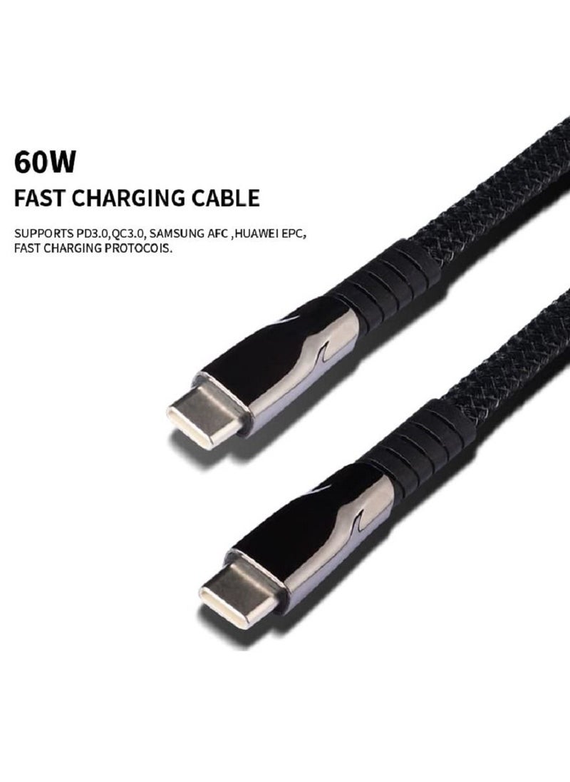 CALK - Type-C to Type-C Fast Charging Data Transmission Cable for iPad Mini MacBook Pro MacBook Air iPad Pro Samsung S23Plus Huawei P40 and Android Devices - Image 1