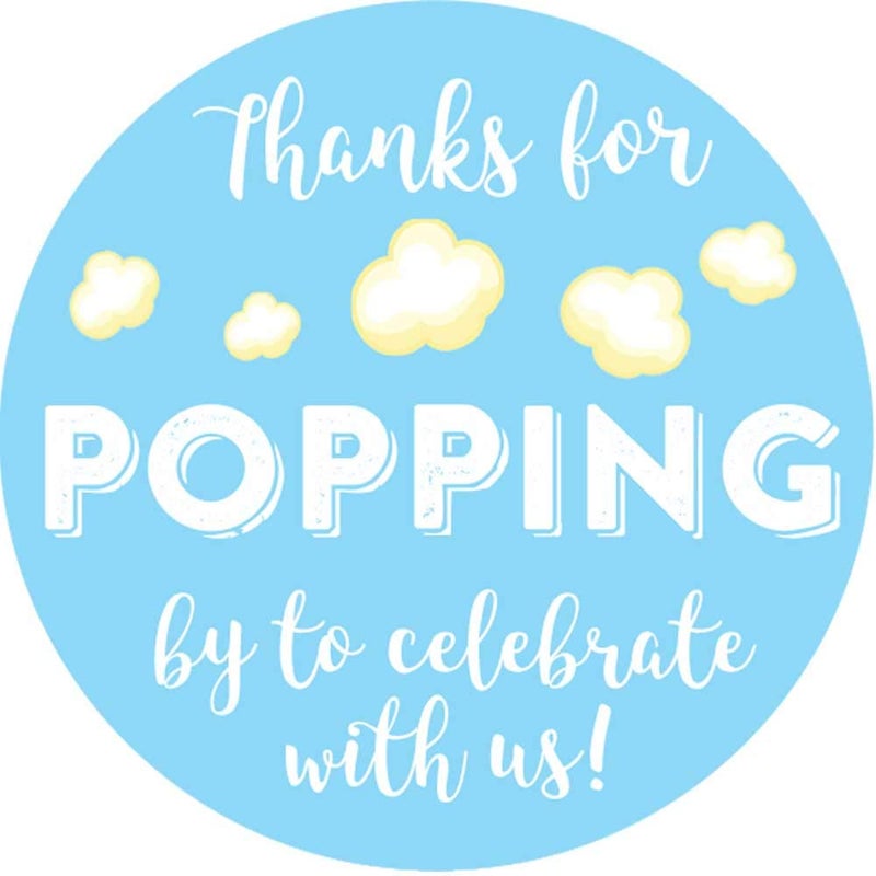 19 Inch Thanks for Popping by Wedding Stickers Set of 60 Light Blue