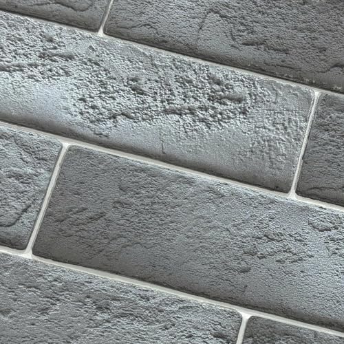 TORURAL Vintage Faux Brick Wall Tiles, 3D Thin Brick Veneers for Bedroom, Bathroom, Kitchen, Fireplace and Fence Wall Panels (100, Whitewash Grey) - Image 1