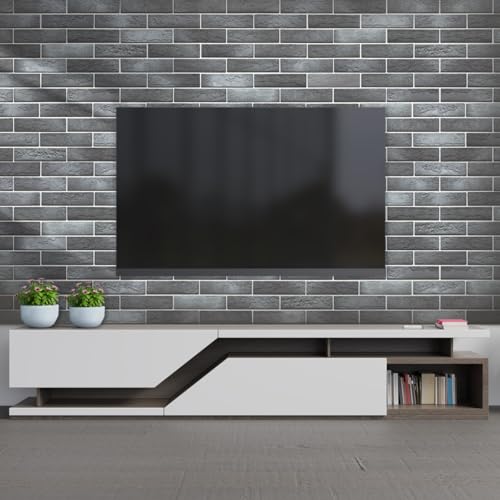 TORURAL Vintage Faux Brick Wall Tiles, 3D Thin Brick Veneers for Bedroom, Bathroom, Kitchen, Fireplace and Fence Wall Panels (100, Whitewash Grey) - Image 2
