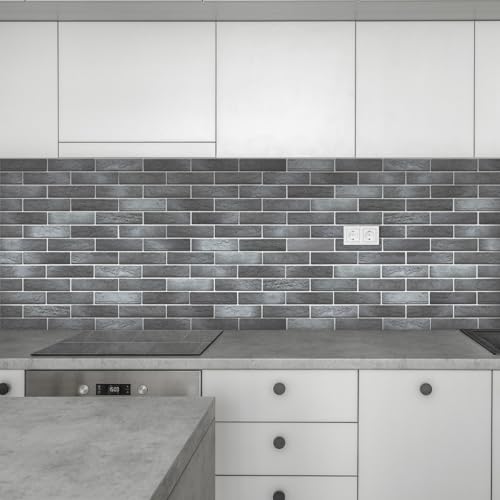 TORURAL Vintage Faux Brick Wall Tiles, 3D Thin Brick Veneers for Bedroom, Bathroom, Kitchen, Fireplace and Fence Wall Panels (100, Whitewash Grey) - Image 5