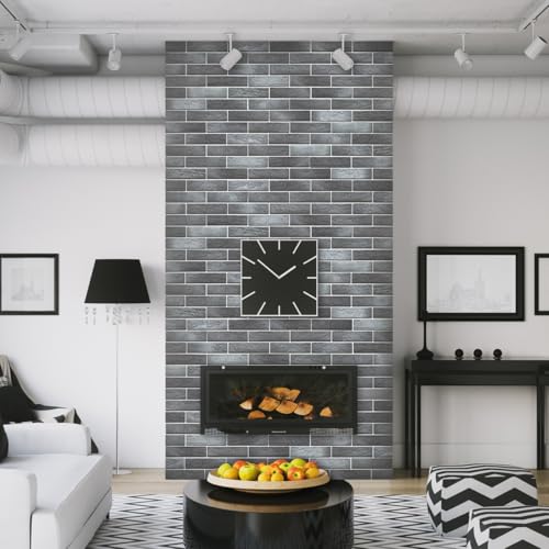 TORURAL Vintage Faux Brick Wall Tiles, 3D Thin Brick Veneers for Bedroom, Bathroom, Kitchen, Fireplace and Fence Wall Panels (100, Whitewash Grey) - Image 4