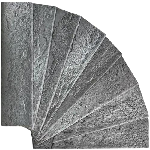 TORURAL Vintage Faux Brick Wall Tiles, 3D Thin Brick Veneers for Bedroom, Bathroom, Kitchen, Fireplace and Fence Wall Panels (100, Whitewash Grey) - Image 3