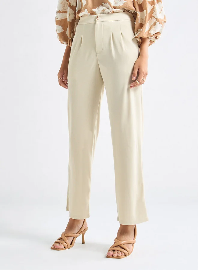 سبلاش فيڤ بنطلون بارز الملمس واسع الساقين بجيوب وخصر مطاطي