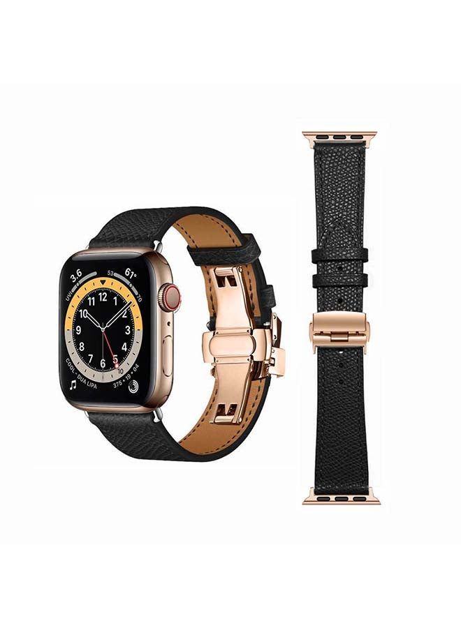 vesus Genuine Leather Replacement Band for Apple Watch Series 1/2/3/4/5/6/SE 38/40mm Black