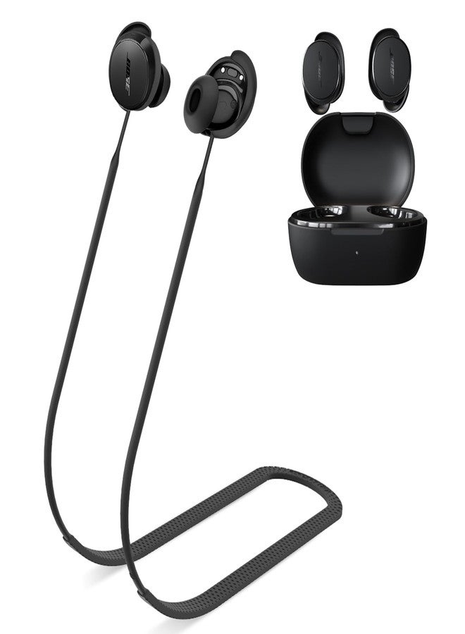 TUDIOW Anti-Lost Strap for New Bose QuietComfort Earbuds(2024) Ultra Strong Anti-Slip Sports Soft Silicone Lanyard Accessories Compatible with Bose New QuietComfort Earbuds Neck Rope Cord (black) - Image 1