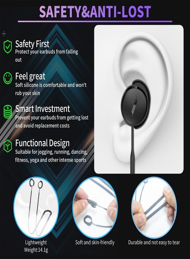 TUDIOW Anti-Lost Strap for New Bose QuietComfort Earbuds(2024) Ultra Strong Anti-Slip Sports Soft Silicone Lanyard Accessories Compatible with Bose New QuietComfort Earbuds Neck Rope Cord (black) - Image 2