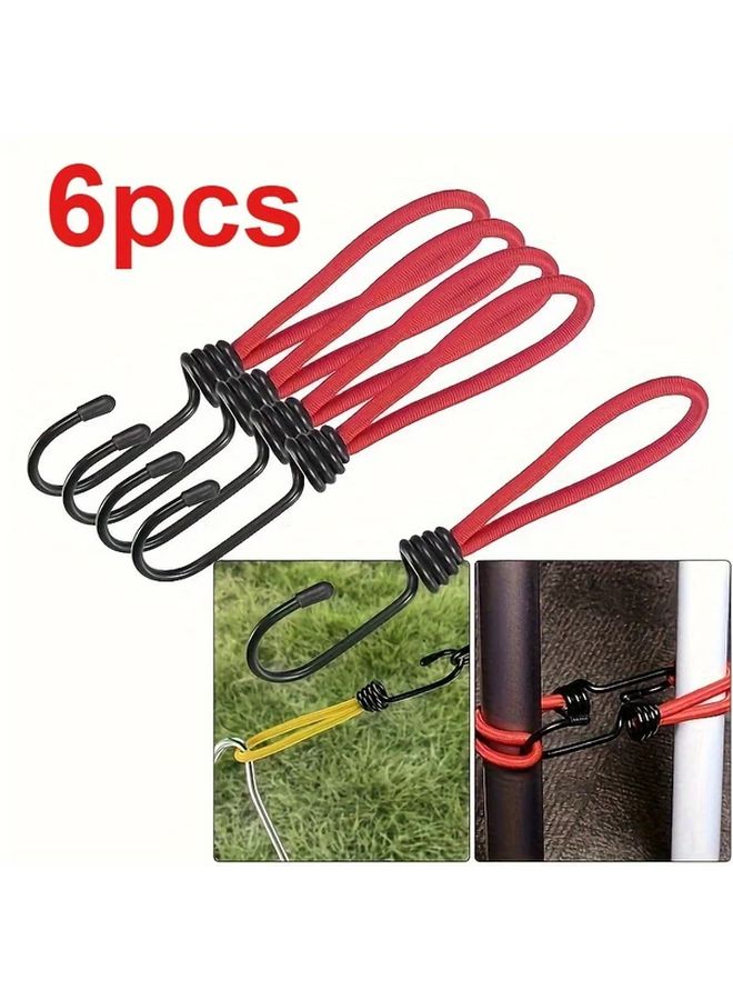 6pcs Heavy Duty Bungee Cords Yellow 300lb Capacity Elastic Tie Down Straps - Image 2