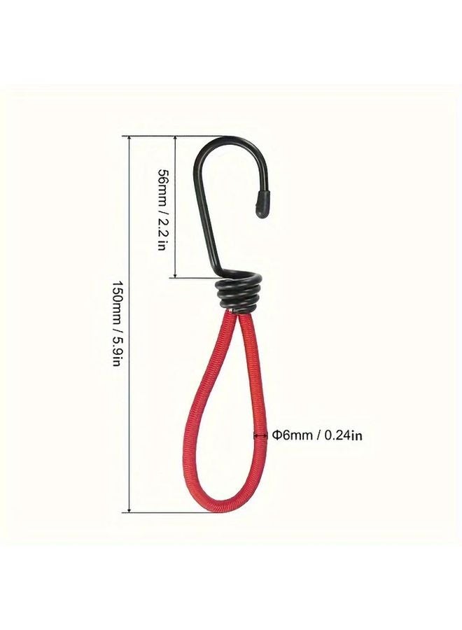 6pcs Heavy Duty Bungee Cords Yellow 300lb Capacity Elastic Tie Down Straps - Image 4