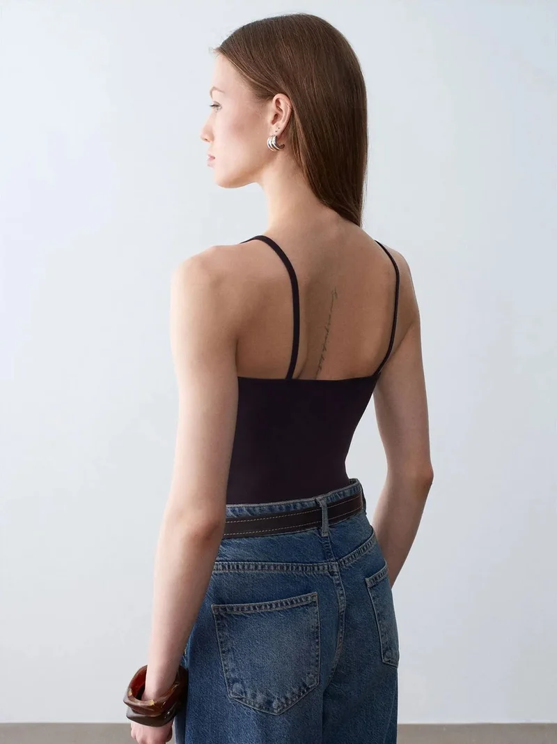 Dilvin DILVIN Lace V-Neck Sleeveless Cami Blouse