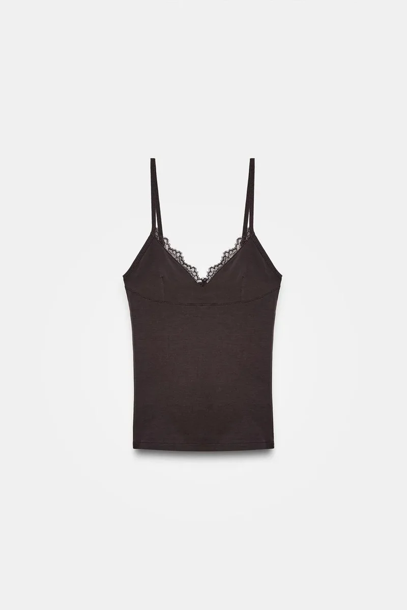 Dilvin Black DILVIN Lace V-Neck Sleeveless Cami Blouse for Women | Best Price UAE