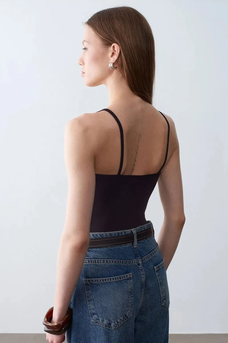 Dilvin Black DILVIN Lace V-Neck Sleeveless Cami Blouse for Women | Best Price UAE