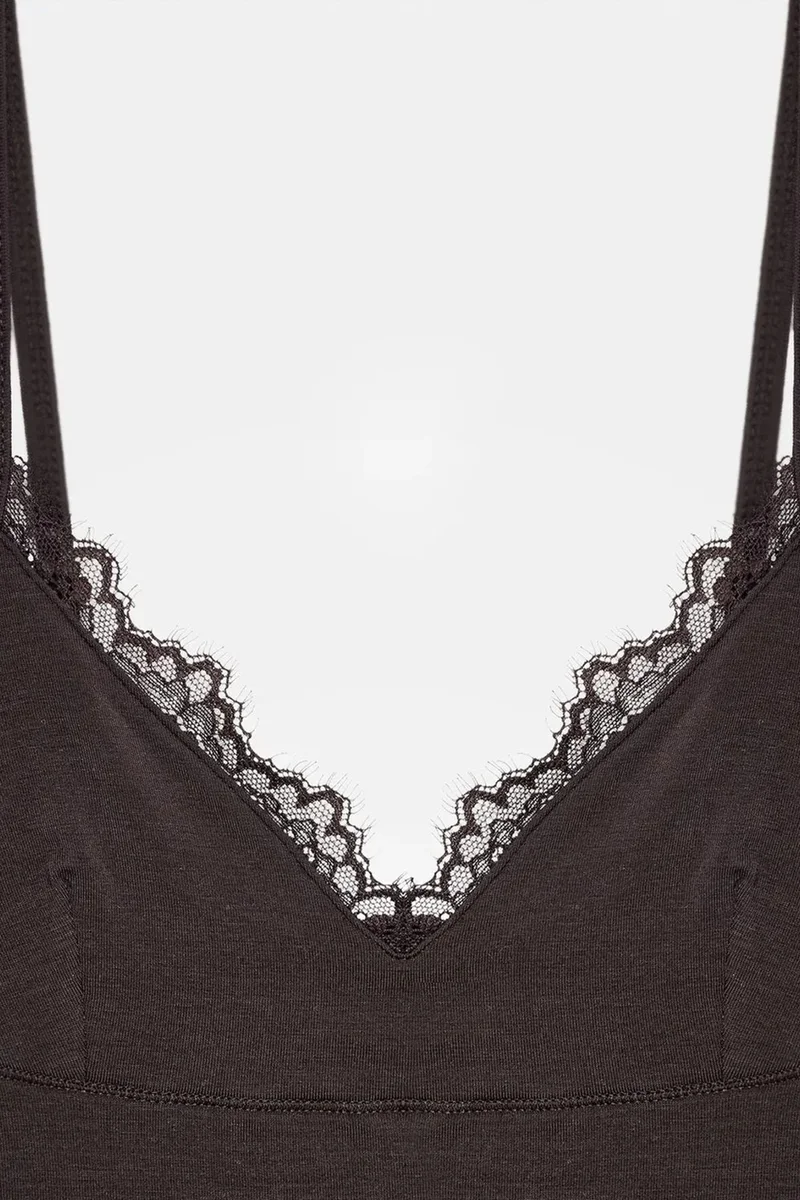 Dilvin Black DILVIN Lace V-Neck Sleeveless Cami Blouse for Women | Best Price UAE