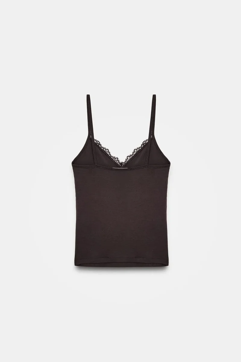Dilvin Black DILVIN Lace V-Neck Sleeveless Cami Blouse for Women | Best Price UAE