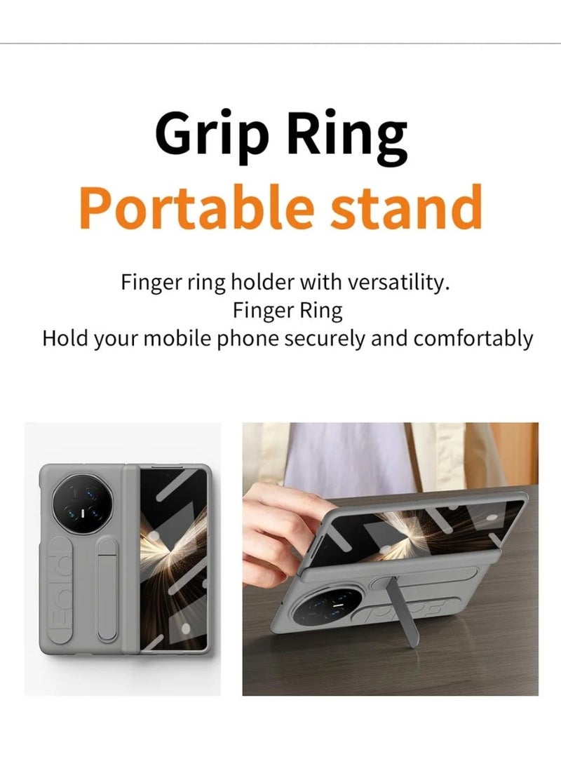 general Compatible with Honor Magic V5 2025 Case with Screen Protector  Adjustable Stand  Hand Strap, Frosted PC Shockproof Cover Hinge Case for Honor Magic V5 - Image 2