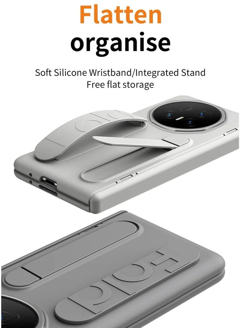 general Compatible with Honor Magic V5 2025 Case with Screen Protector  Adjustable Stand  Hand Strap, Frosted PC Shockproof Cover Hinge Case for Honor Magic V5 - Image 3