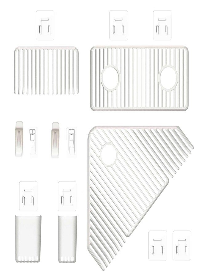 Three by Three Seattle Aquafolio 7-Piece Shower Organizer Set: The Ultimate Solution for a Clean, Clutter-Free Shower, White - Image 2