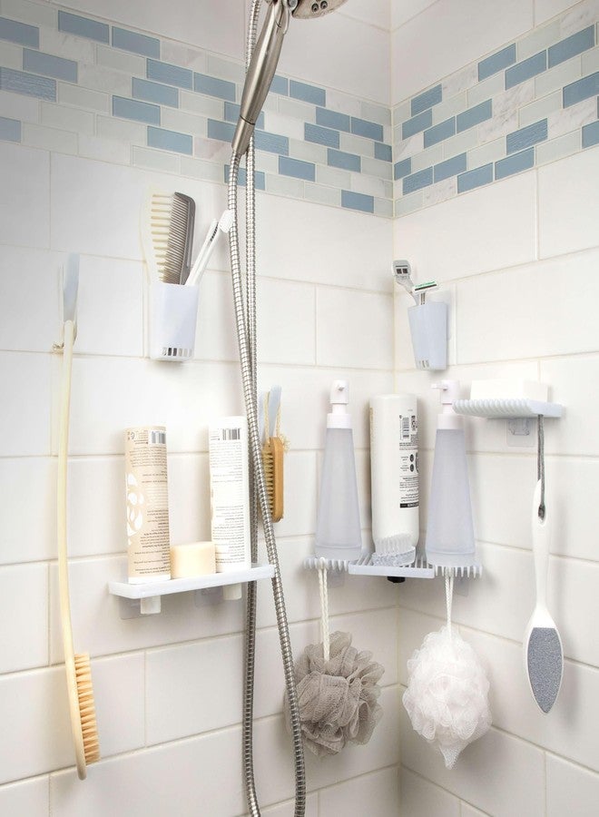 Three by Three Seattle Aquafolio 7-Piece Shower Organizer Set: The Ultimate Solution for a Clean, Clutter-Free Shower, White - Image 1