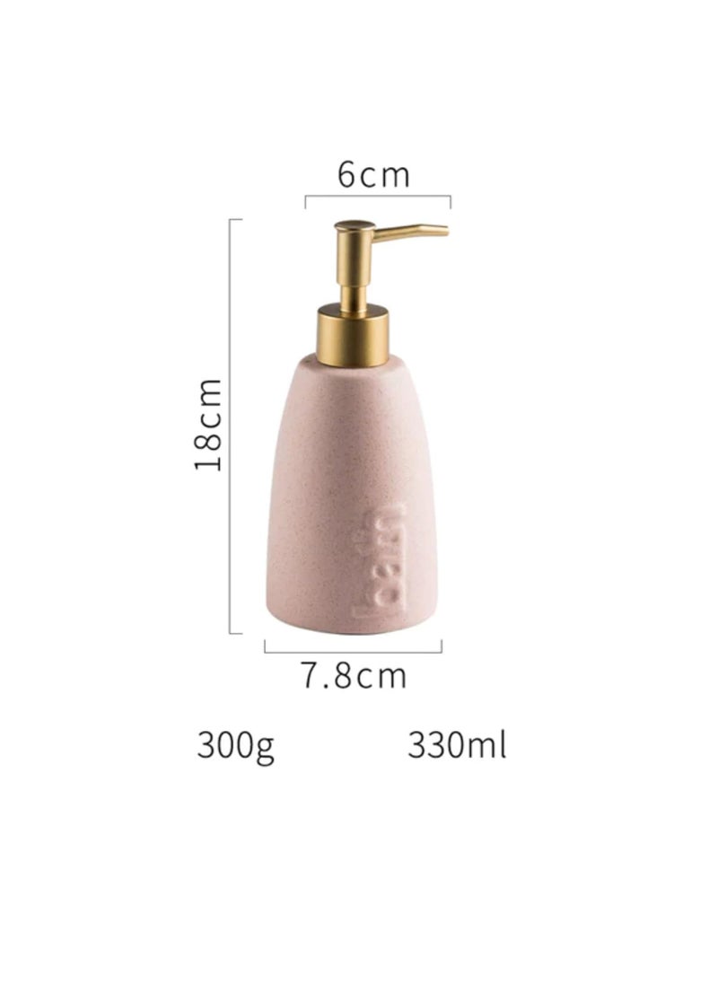 FabSeasons - FabSeasons Ceramic Soap Dispenser for Kitchen/Bathroom, Ideal Bathroom Accessory, Decorative Tabletop Soap Dispenser, Pink - Image 1