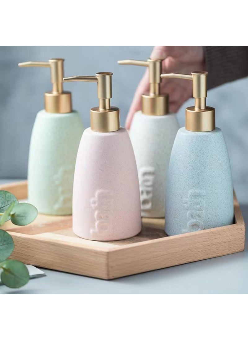FabSeasons - FabSeasons Ceramic Soap Dispenser for Kitchen/Bathroom, Ideal Bathroom Accessory, Decorative Tabletop Soap Dispenser, Pink - Image 1