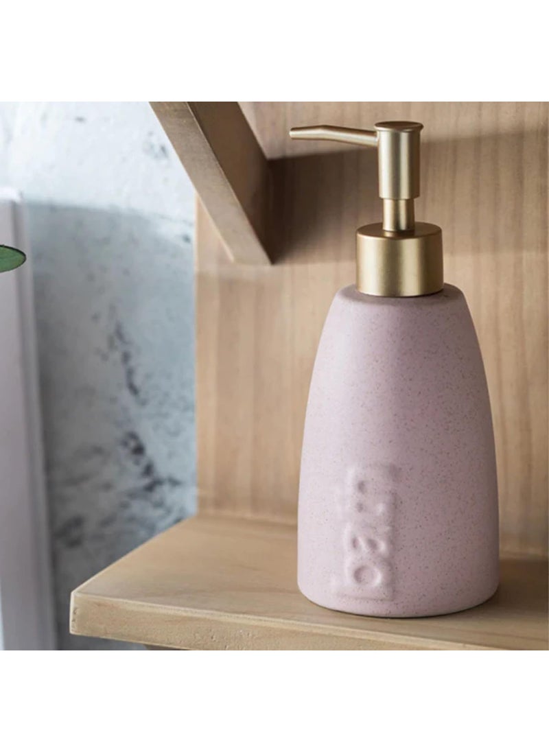 FabSeasons - FabSeasons Ceramic Soap Dispenser for Kitchen/Bathroom, Ideal Bathroom Accessory, Decorative Tabletop Soap Dispenser, Pink - Image 1