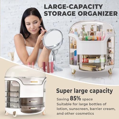 TNT THE NEXT TREND Cosmetic Makeup Organizer Box for Women with Makeup Sponge Dressing Table Organizer with Drawer for Skincare, Perfume, Lipstick Storage 34 cm x 30 cm x 20 cm Model 1 – Light Ivory - Image 5