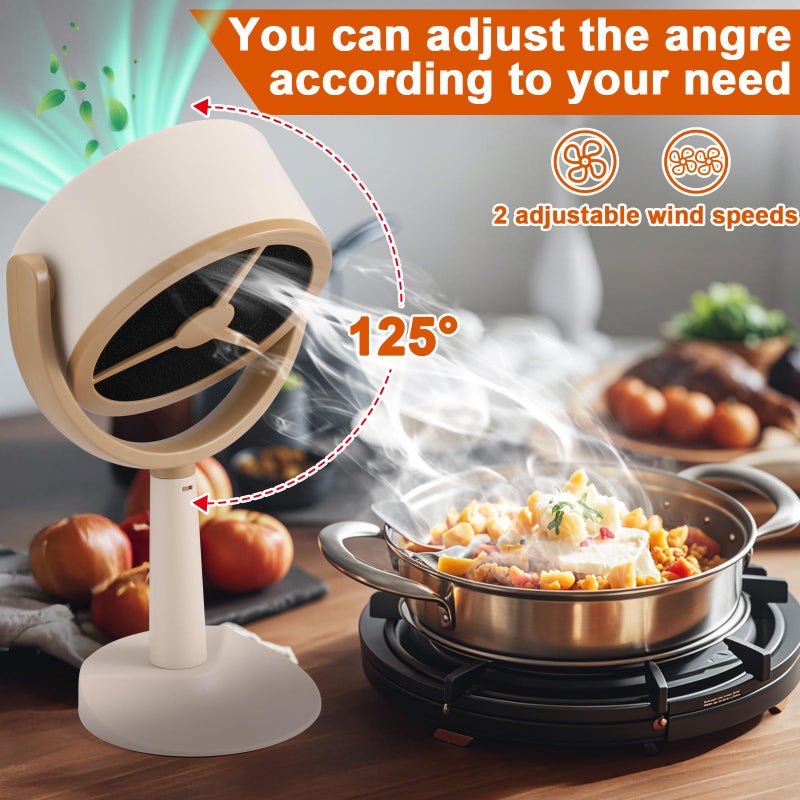 Mity Rain Portable Range Hood for Cooking, Rechargeable Kitchen Exhaust Fan, 125Â° Adjustable Rotation, Low Noise, Reusable Carbon Filter for Smoke Removal in Kitchens, BBQs, Hot Pots, RVs & Apartments - Image 3
