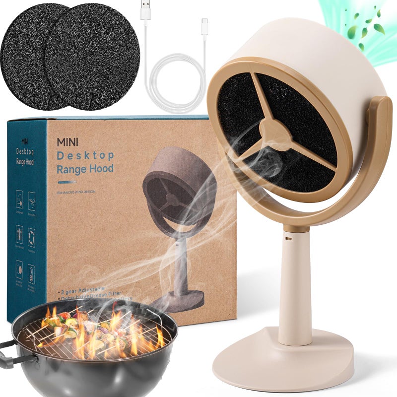 Mity Rain Portable Range Hood for Cooking, Rechargeable Kitchen Exhaust Fan, 125Â° Adjustable Rotation, Low Noise, Reusable Carbon Filter for Smoke Removal in Kitchens, BBQs, Hot Pots, RVs & Apartments - Image 1