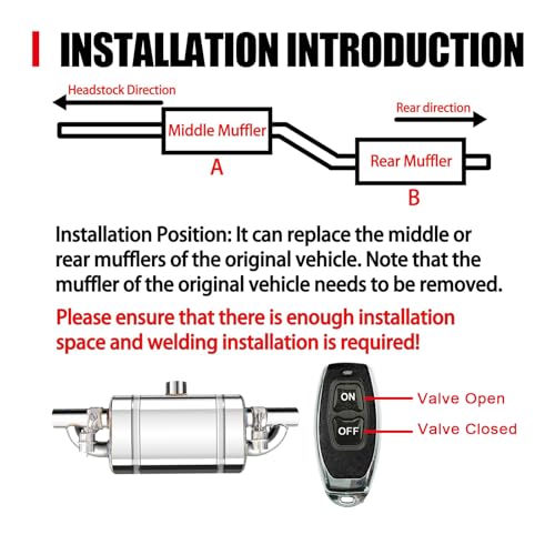 peastorm 2.5 Inch Valved Muffler Exhaust Cutout with Muffler Cat Back Exhaust System Kit (Double Valve) - Image 3