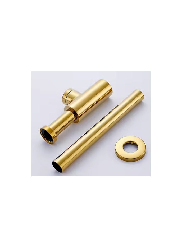 D&N Gold Brushed Brass Siphon | Round Bottle P Trap Basin Sink Waste Trap Drain - Image 2