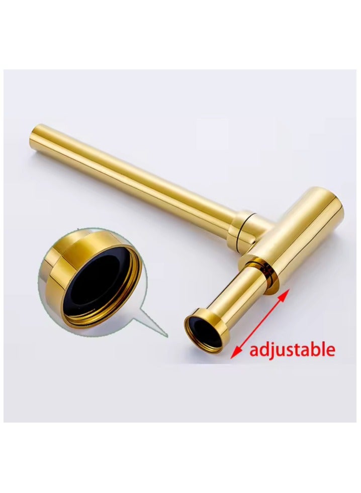 D&N Gold Brushed Brass Siphon | Round Bottle P Trap Basin Sink Waste Trap Drain - Image 3