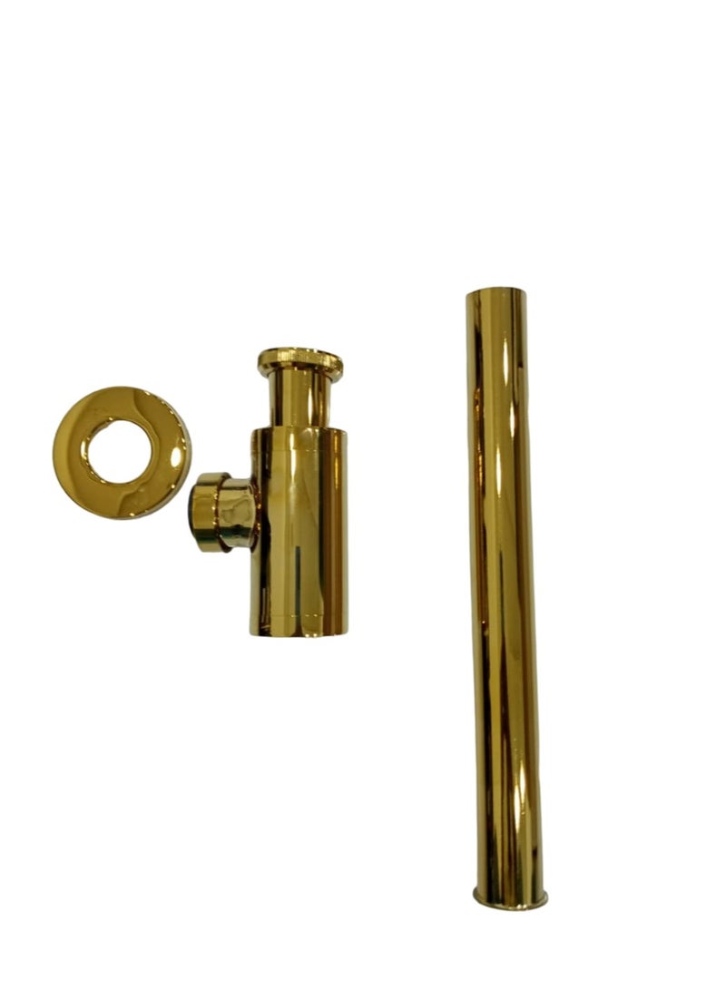 D&N Gold Brushed Brass Siphon | Round Bottle P Trap Basin Sink Waste Trap Drain - Image 4