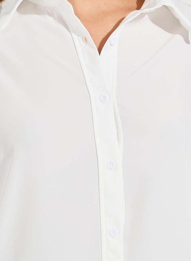 تايك تو بلوزة سادة باكمام طويلة وازرار - Image 4