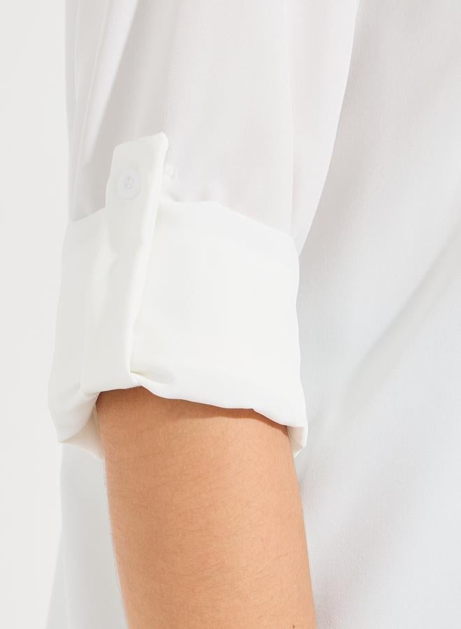 تايك تو بلوزة سادة باكمام طويلة وازرار - Image 5