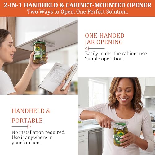 Uinxan Jar Opener for Weak Hands & Seniors, 2-in-1 Under the Cabinet & Handheld Lid Opener, Easy Bottle Cap Opening, Magnetic Storage,304 Stainless Steel Kitchen Tool, Gift for Anyone (Blue) - Image 2