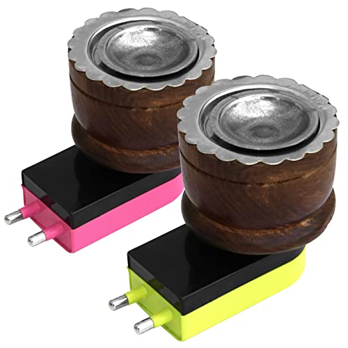 Tulman Wooden Electric Kapoor Dani Incense Champor Burner Aroma Diffuser for Home Office 2 Pack - Image 1