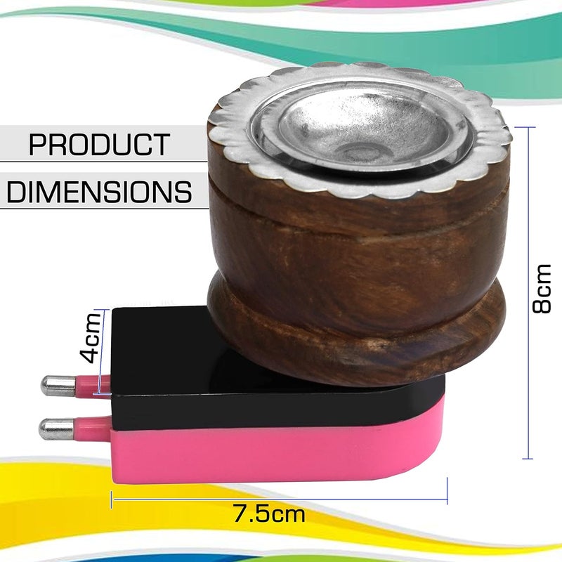 Tulman Wooden Electric Kapoor Dani Incense Champor Burner Aroma Diffuser for Home Office 2 Pack - Image 2