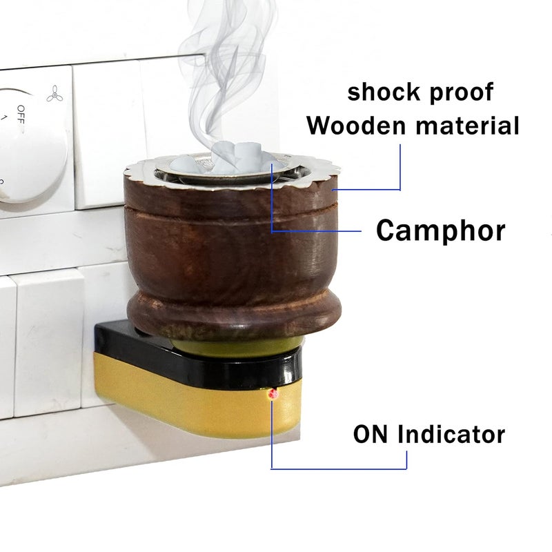 Tulman Wooden Electric Kapoor Dani Incense Champor Burner Aroma Diffuser for Home Office 2 Pack - Image 5