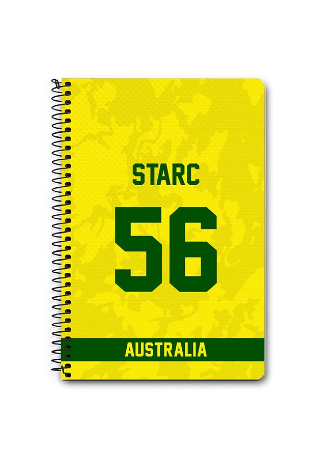 Stylizedd Designer A5 Spiral Notebook Memo Notepad Journal Player - Mitchell Starc, Jersey Number -56 - Image 1