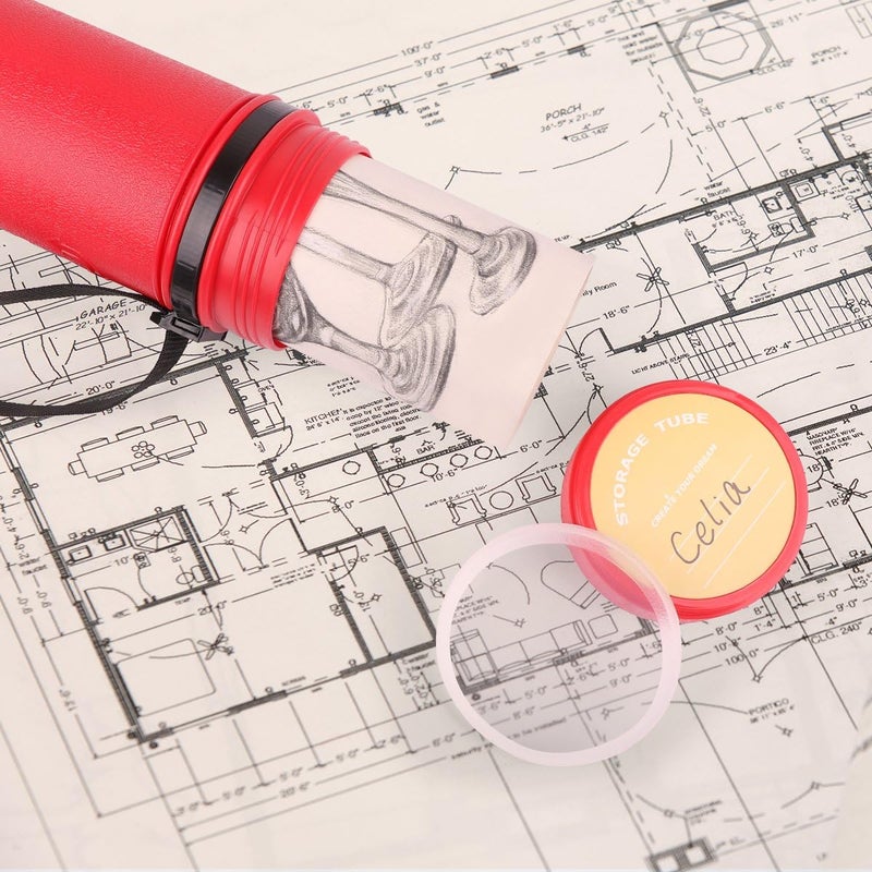 TRANSON Durable Poster Storage Tube with Straps 24"-40" Extendable for Blueprints, Artwork, Maps, Posters Color Red - Image 4