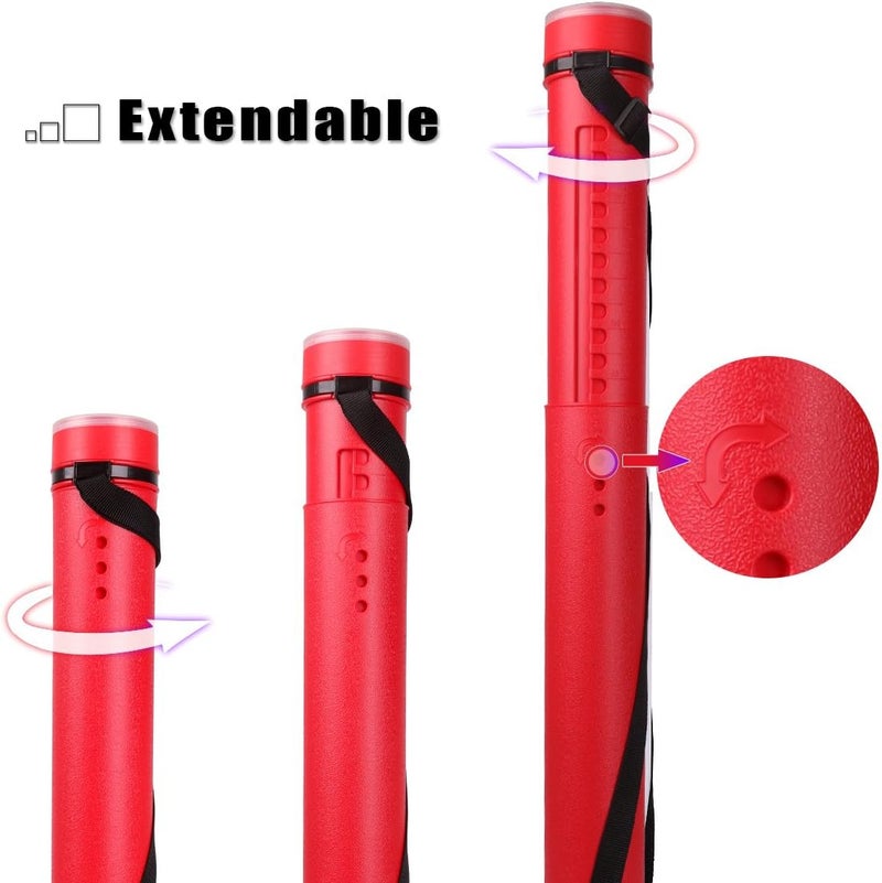 TRANSON Durable Poster Storage Tube with Straps 24"-40" Extendable for Blueprints, Artwork, Maps, Posters Color Red - Image 3