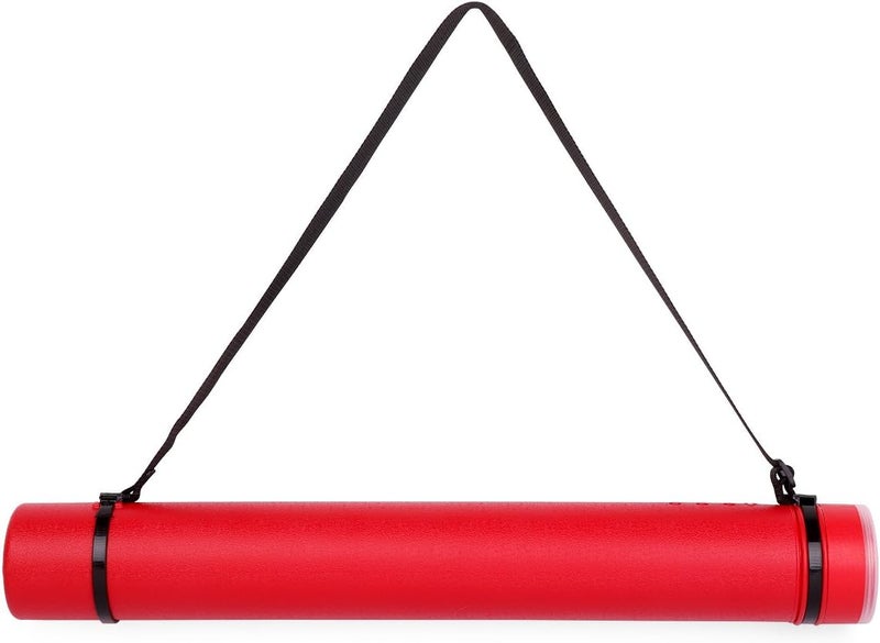 TRANSON Durable Poster Storage Tube with Straps 24"-40" Extendable for Blueprints, Artwork, Maps, Posters Color Red - Image 1